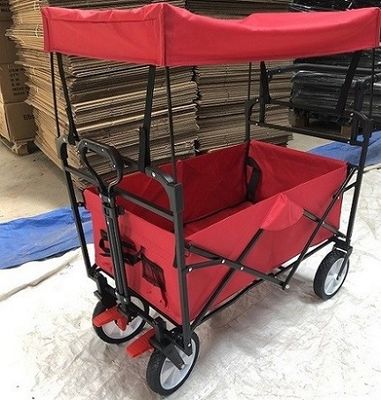 Roter zusammenklappbarer Lastwagen-Wagen-zusammenklappbare Wagen mit Rädern bedecken Schiebebügel