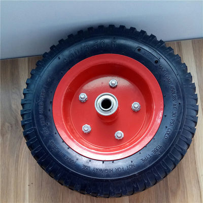 350-6 rote Stahl-pneumatische Sackkarre-Räder Rim Pneumatic Trolley Wheels Rubbers