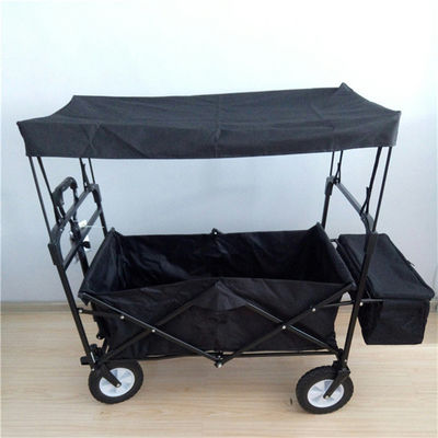 Schwarze Stahlrohr-faltbare Strand-Wagen-Freizeit-faltbarer Lastwagen mit Überdachung