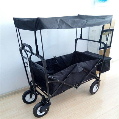Schwarze Stahlrohr-faltbare Strand-Wagen-Freizeit-faltbarer Lastwagen mit Überdachung