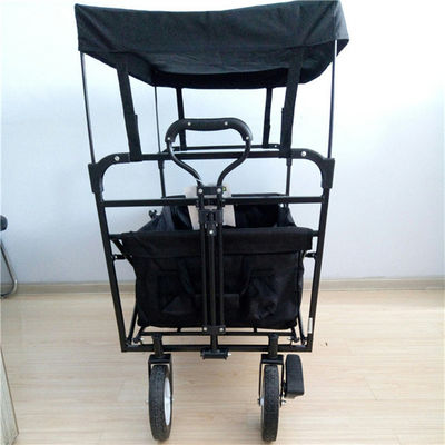 Schwarze Stahlrohr-faltbare Strand-Wagen-Freizeit-faltbarer Lastwagen mit Überdachung