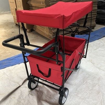 Roter zusammenklappbarer Lastwagen-Wagen-zusammenklappbare Wagen mit Rädern bedecken Schiebebügel
