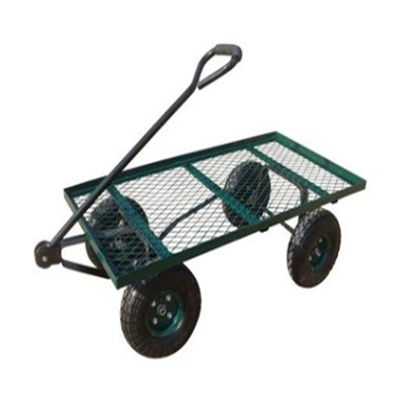 Metall-Hochleistungs- Yard-Wagen-Vierrad-Mesh Deck Steel Wagon Hose-Spulen-Werkzeug-Wagen