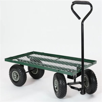 Metall-Hochleistungs- Yard-Wagen-Vierrad-Mesh Deck Steel Wagon Hose-Spulen-Werkzeug-Wagen