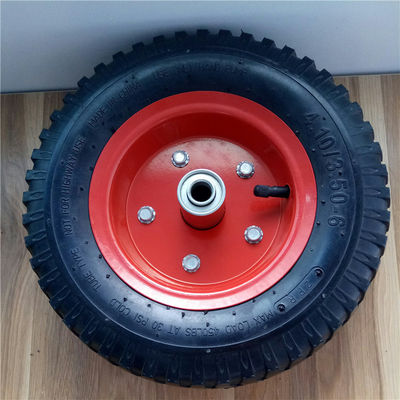 350-6 rote Stahl-pneumatische Sackkarre-Räder Rim Pneumatic Trolley Wheels Rubbers