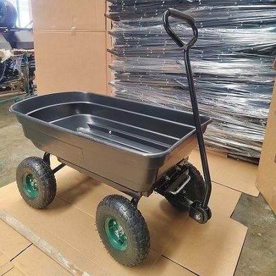 Polygarten-Dump-Wagen-große Kapazitäts-Polydump-Wagen des körper-75L mit dem Spitzen von Funktion