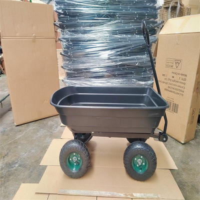 Garten 75L, der Wagen-Schwarz-Garten-Wagen Tipper Garden Trolley Tipper entleert