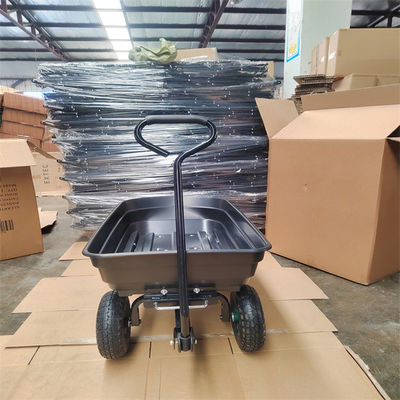 Garten 75L, der Wagen-Schwarz-Garten-Wagen Tipper Garden Trolley Tipper entleert