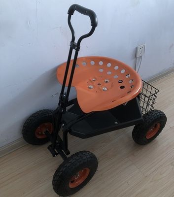 Hochleistungsgarten-rollende Arbeit Seat mit Werkzeug Tray Planting Orange
