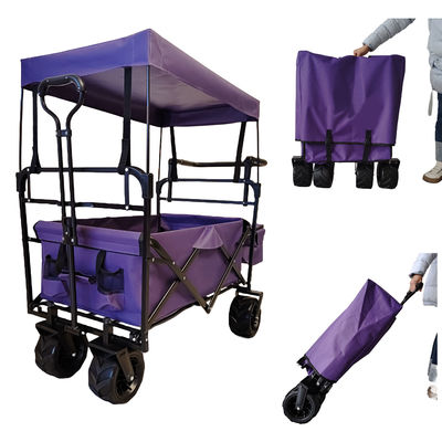 Outdoor Camping Klappwagen Dachboden auf der Oberseite verstellbarer Griff Breitrad lila