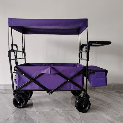 Outdoor Camping Klappwagen Dachboden auf der Oberseite verstellbarer Griff Breitrad lila