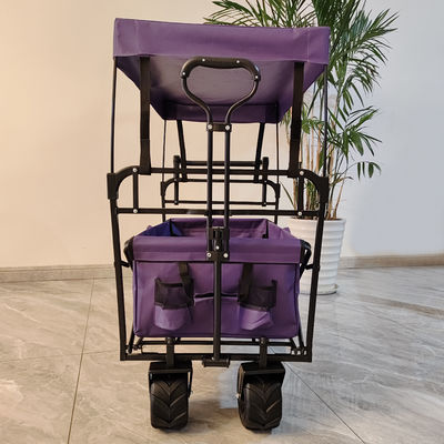Outdoor Camping Klappwagen Dachboden auf der Oberseite verstellbarer Griff Breitrad lila