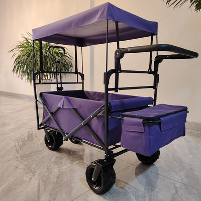 Outdoor Camping Klappwagen Dachboden auf der Oberseite verstellbarer Griff Breitrad lila